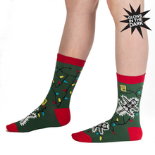 Load image into Gallery viewer, Eating Lights This Holiday Glow In The Dark - Women&#39;s Crew Socks - Sock It To Me
