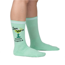 Load image into Gallery viewer, Save Water Drink Tequila - Athletic Ribbed Men&#39;s Crew Socks - Sock It To Me
